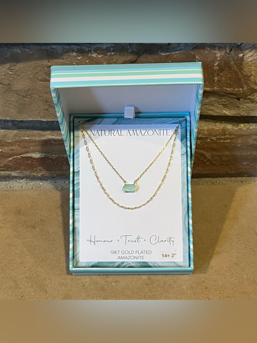 Olivia & Jackson Natural Amazonite 18KT Gold-Plated Double Chain Necklace